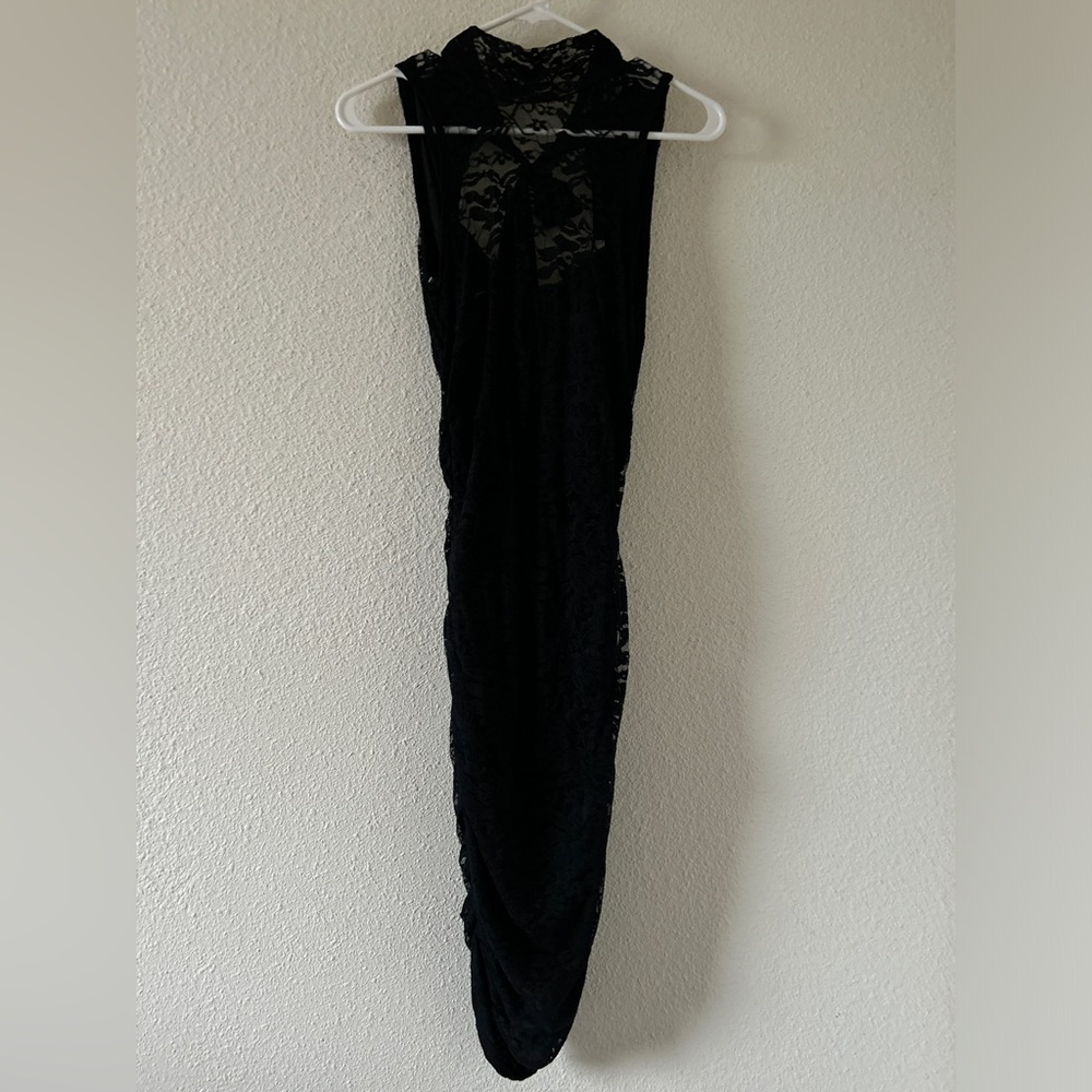 Must Have Lace Mock Neck Midi Dress Date Party Dark Goth Women’s Small Black